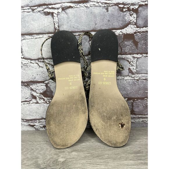 Collin Stuart Ivory Leather Snake Skin Print Strap Sandals Women’s Sz 9M US/40EU - Picture 8 of 16